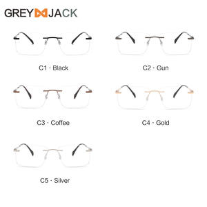 Me2026 Gafas de Sol Rectangulares de Metal sin Montura para Hombre, Lentes Transparentes Anti UV, Estilo Ejecutivo para Visión de Cerca - Product Image 5