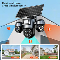 Caméra solaire Goobsafe QD15-AOV 9MP à trois objectifs PTZ 350 16000mAh 10W avec suivi de mouvement PIR 4G pour extérieur et stockage cloud