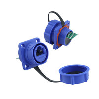 Connecteur femelle RJ45 à montage sur panneau à bride carrée LSHITECH M21 IP67/IP68 pour caméras IP PoE et CCTV extérieures