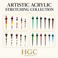 Bijou de corps en acrylique artistique plaqué or avec zircon, série Zero Pain Faux Stretching, plug d'oreille à l'aspect étiré unique, trous standard