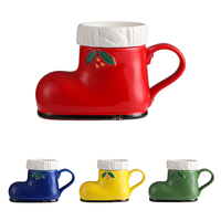 Tasse à café en céramique rouge de Noël personnalisée et créative de 15 oz, tasse à expresso, tasse à lait, tasse à dessert, tasse à thé, décoration de vacances, verre avec poignée
