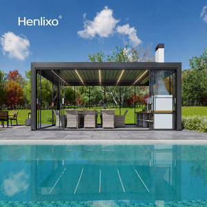 Pergola à lames orientables en aluminium, conforme aux exigences HOA, prête à l'emploi, taille personnalisée, étanche, résistante au vent et à la neige, avec éclairage LED pour jardin - Product Image 1