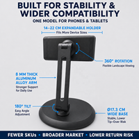 Support de tablette et de téléphone en alliage d'aluminium magnétique, support de bureau universel réglable pour iPad, vente en gros OEM, logo personnalisé, usine