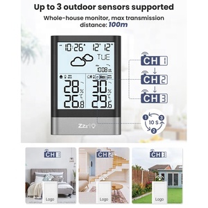 Không dây Trạm thời tiết kỹ thuật số Nhiệt kế ẩm kế với cảm biến ngoài trời lớn LCD hiển thị thời tiết dự báo đồng hồ - Product Image 4