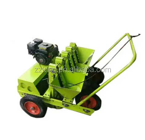 Five rows gasoline push type dry garlic seed planting / cultivating / sowing / seeding machine with tractor