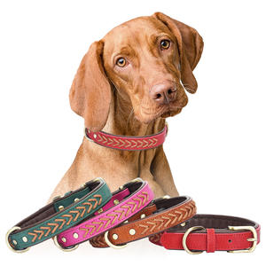 Gran oferta 2025, <span class=keywords><strong>Collar</strong></span> de perro para mascotas de aleación con patrón de hueso transpirable de cuero PU tejido a mano, adecuado para perros pequeños y medianos - Product Image 3