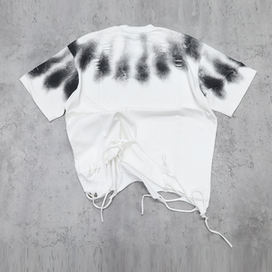 เสื้อยืดโอเวอร์ไซส์ผู้ชายลายโลโก้แบบกำหนดเอง ชายเสื้อฉีกขาด ทรงหลวม แขนสั้น สไตล์สตรีทแวร์ - Product Image 3