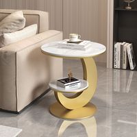 Table d'appoint ronde à double niveau de luxe léger, petite table basse moderne avec structure métallique, multifonctionnelle pour salon et balcon