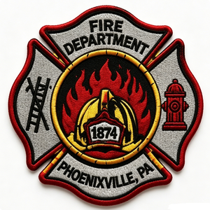 Phoenixville Pa Fire Department Embroidered Patch Iron-On Applique Irregular Shape Woven Fabric Decorative Patch - Product Image 6