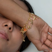 Liontin Kecil DIY Seri Hewan Stainless Steel Eropa Amerika dengan Lapisan Vakum Warna Emas 18K Unisex