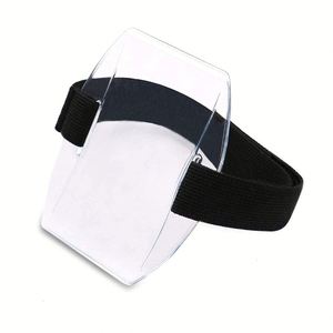 Pochette de brassard réglable en plastique transparent souple et élastique X527 pour badge nominatif et porte-carte d'identité - Product Image 1