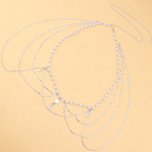 Chaîne de taille traditionnelle chinoise en or blanc avec perles et pompons, accessoire de fête pour femmes - Product Image 6