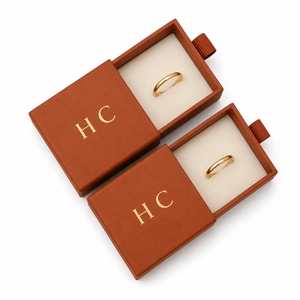 Boîte à anneaux élégante en velours avec tiroir, fournisseur, fabricant en gros, logo personnalisé, boîte à bijoux coulissante, vente directe d'usine en vrac - Product Image 2