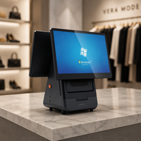 Sistem POS All-in-One 15,6 Inci yang Mudah Dirawat, POS Layar Sentuh dengan Printer Thermal 80mm untuk Restoran