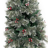 Arbre de Noël sur pied en PVC personnalisé avec fruits rouges effet neige, grand modèle à brancher pour centres commerciaux et espaces commerciaux
