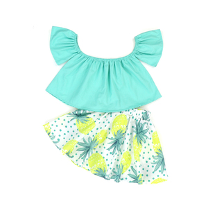 เสื้อผ้าเด็กขายส่ง ชุดเด็กผู้หญิงแบบเปิดไหล่ ลายดอกไม้ ชุดฤดูร้อน - Product Image 2