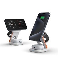 Chargeur Sans Fil 15W, Recharge Rapide Magnétique 3-en-1 Pliable, Station de Charge Portable pour Apple Watch iPhone AirPods