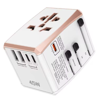 Nouvel adaptateur de voyage compact UNI réglable 45W, charge rapide, prise multifonctionnelle conçue pour les voyages légers et l'usage quotidien