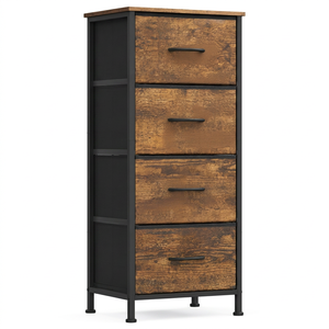 Cómoda Moderna de 4 Cajones, Color Marrón Rústico y Negro Tinta, Mueble de Almacenamiento para Dormitorio o Sala de Estar, Unidad Independiente, Duradera - Product Image 1