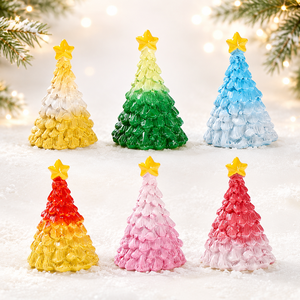 Statuette in Resina Lucida di Alberi di Natale in Miniatura, Miniature per Case delle Bambole, Figurine per Villaggi Natalizi, Decorazioni Natalizie all'Ingrosso - Product Image 1