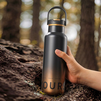 Botella de Agua Deportiva PINKAH de 570 ml, a Prueba de Fugas, Libre de BPA, de Acero Inoxidable Clásico, con Tapa Abatible y Pajita