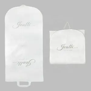 Custom Suit Bag Folding White Non Woven Garment Dresses Bags For Suits Dust-Proof Gown Cover Factory Price