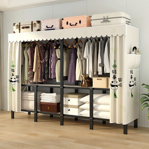 Armoire Portable en Tissu avec Housse, <span class=keywords><strong>Penderie</strong></span> Robuste avec Étagères, Garde-Robe Autoportante pour Chambre et Dortoir, Organisateur <span class=keywords><strong>de</strong></span> Rangement - Product Image 4