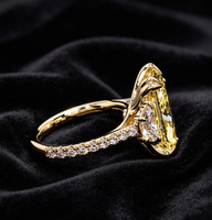 Bague de fiançailles en or 10K 14K 18K avec trois diamants de laboratoire jaunes vifs fantaisie taille radiant de 5,02 carats, bijoux de mariée certifiés IGI