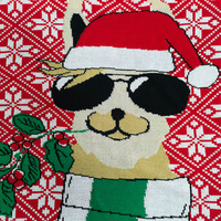 Pull en tricot jacquard décontracté pour femme, col rond, motif de dessin animé imprimé numériquement, idéal pour l'hiver et Noël