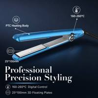 260 ℃   Lisseur numérique à contrôle de température élevé, fer à lisser ionique avec plaques flottantes 3D, outils de coiffure professionnels
