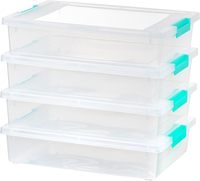 6 Qt. Récipients de rangement en plastique transparent de bureau avec couvercles Organisateurs de bacs de rangement artisanaux Boîte d'articles divers pour documents en papier A4