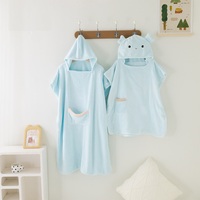 Serviette de bain à capuche en velours corail épais et moelleux de haute qualité, portable, pour enfants et adultes, pour la maison et les voyages