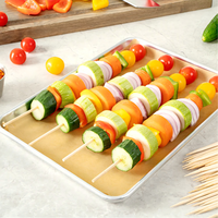 Brochettes jetables rondes en bambou pour barbecue, faciles à utiliser, outil domestique extérieur, brochettes pour grillades, taille personnalisée, OEM