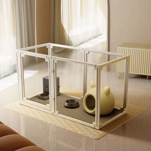 Pagar hewan peliharaan dalam ruangan <span class=keywords><strong>DIY</strong></span> kandang anjing dapat dilepas/dicuci penutup atas bawah tombol penutup pola hewan padat - Product Image 1