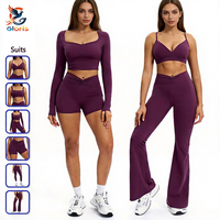 Ensemble de sport extérieur brossé toutes saisons pour femme, moulant, avec dos gainant, couvrant les fesses et amincissant la taille, idéal pour le yoga et le fitness