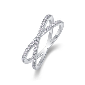 Women's 925 <b>Silver</b> Moissanite Eternity Band <b>Ring</b> Round Brilliant Cut Pave Setting Geometric Minimalist Wedding Jewelry - Product Image 1