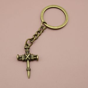 Nagelkruis sleutelhanger antiek zilver zinklegering kruisbeeld hanger sleutelring voor kerk jeugdgroep cadeaus - Product Image 6