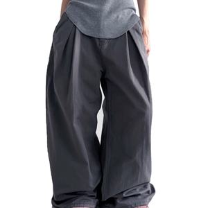 Wholesale Fashion Casual Oversized <b>Jeans</b> <b>Men</b> High Street Baggy Wash Gery Layer Pintuck Straight Maxi Pants Woven Weave Dark Wash - Product Image 2