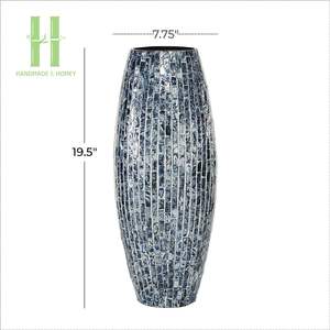 ที่ขายดีที่สุดโมเดิร์นโต๊ะแจกันตกแต่ง Handmade Mop แผ่นแจกันหวาย Urn แจกันกระถางดอกไม้ OEM ออกแบบและแพคเกจ - Product Image 2