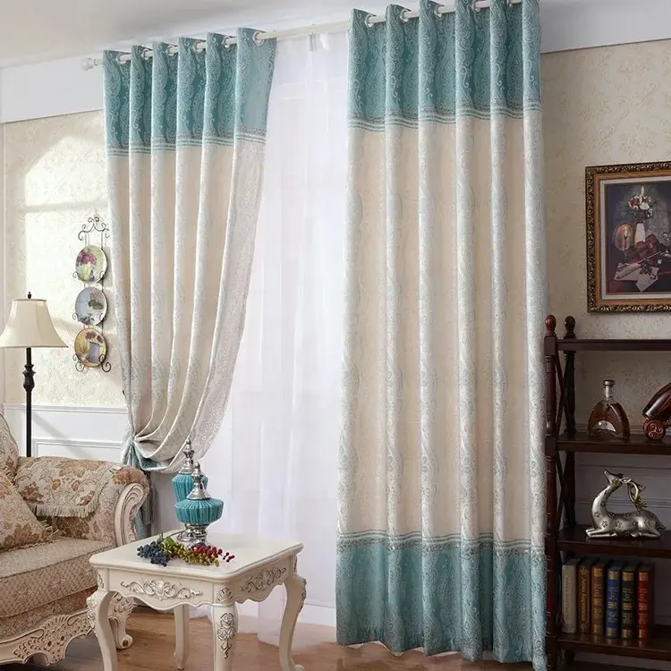 ニットジャカード生地デザインカーテンとドレープ中国室内装飾卸売美しい