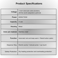 Bouilloire Électrique LANCO en Acier Inoxydable 3L avec Fonction Maintien au Chaud et Protection Anti-Ébullition à Sec – Thermopot Électrique
