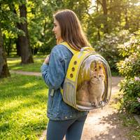 Sac à dos de transport moderne et confortable pour chien, en plastique, avec fermeture éclair, motif uni, type capsule spatiale, capacité 20 kg
