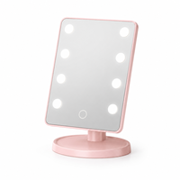 Miroir cosmétique éclairé en gros avec 8 ampoules LED, capteur tactile, miroir de maquillage de bureau