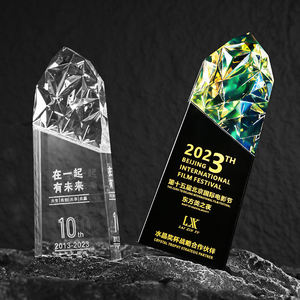 Trofeo de cristal grabado iridiscente personalizado Premios <span class=keywords><strong>Icepeak</strong></span> Medallas y placas de nueva generación - Product Image 1