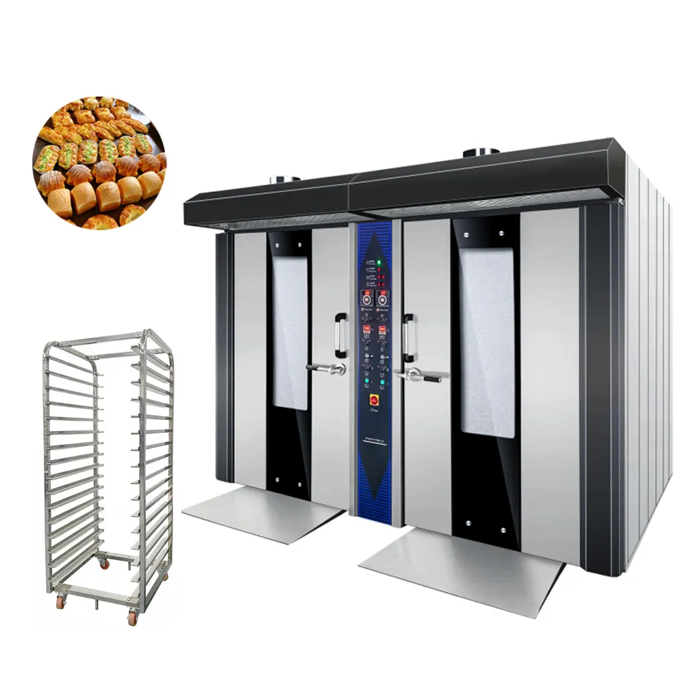 Produzione ristorante industriale completamente automatico di cottura biscotti di pane forno rotativo Diesel azionato per panetteria