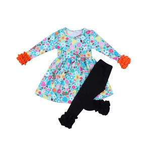 apretado negro glaseado pantalones Otoño de dos piezas niñas conjuntos de ropa para niños ropa chica vestidos de - Product Image 5