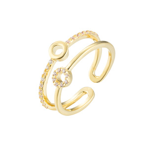 Double Layered Open Ring Geometric Shape Pave Setting Index Finger Ring Everyday Wear - Product Image 5