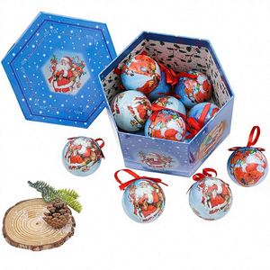 Decoraciones para fiestas, pegatinas de dibujos animados de Papá Noel, colgantes de bolas impresas, modelo 75 290 Bc, 14 piezas, árbol de Navidad - Product Image 1