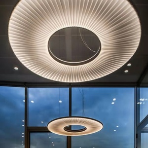 Nouveauté Italien Nordique Simple Fer Salon Hôtel Hall Duplex Escalier Lustre Rond Plafond Tissu Suspension - Product Image 6