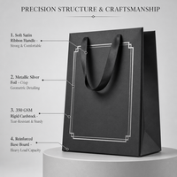 Tas Kado Kertas Mewah Abu-abu Minimalis dengan Logo Kustom, Embos, dan Pegangan Pita untuk Studio Arsitektur, Pesanan Khusus OEM Cina